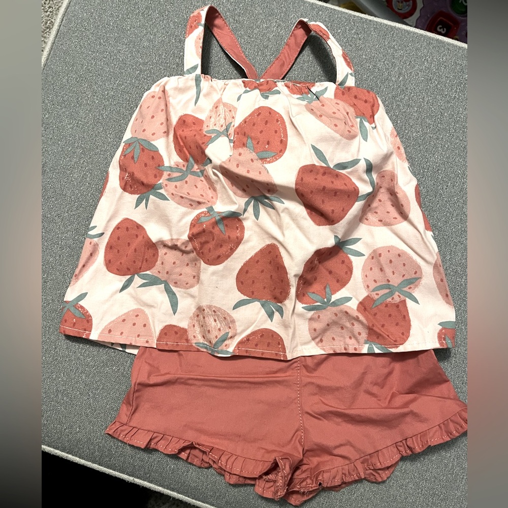 Carter's Infant Girl’s Strawberry 2 piece Summer Tank Top Outfit, Size 9 Months